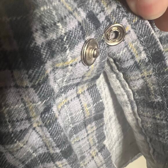Haband men's size large blue flannel plaid long sleeve snap button - Picture 4 of 7